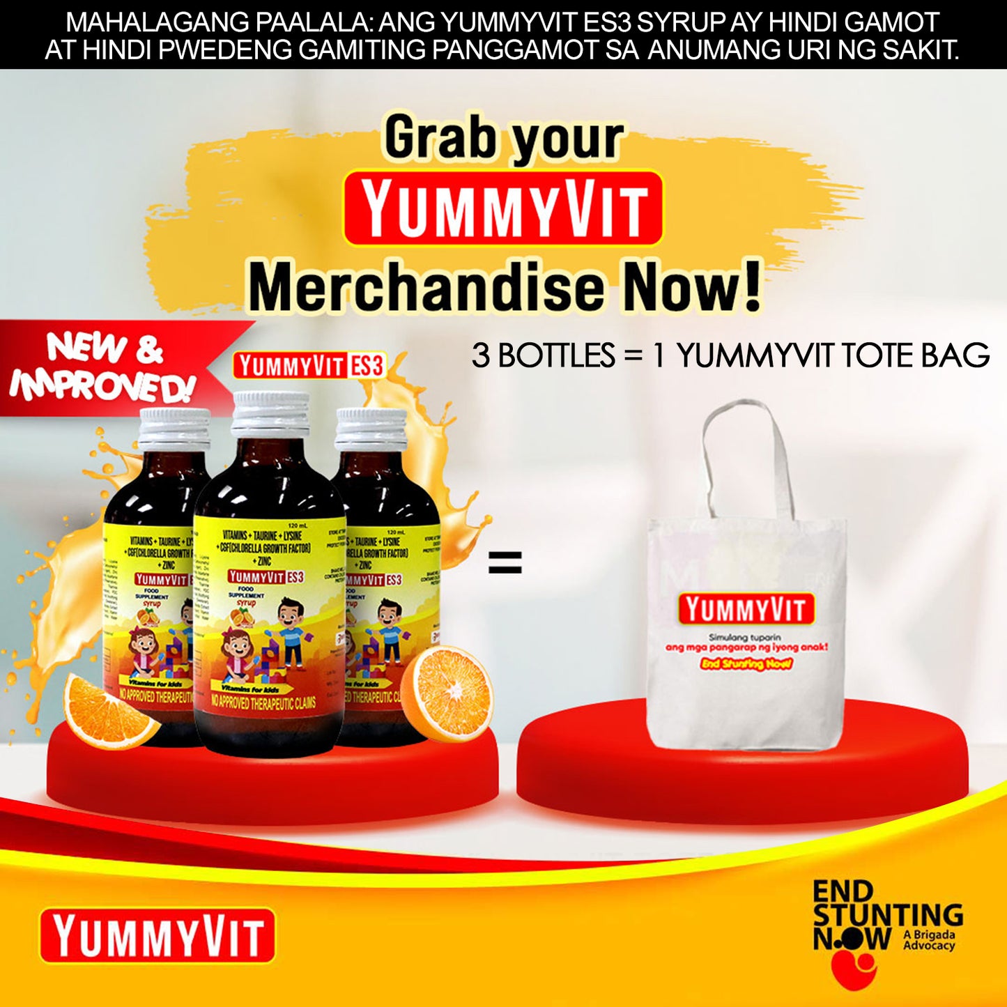 YummyVit ES3 120ml Buy 3 Get 1 Tote Bag