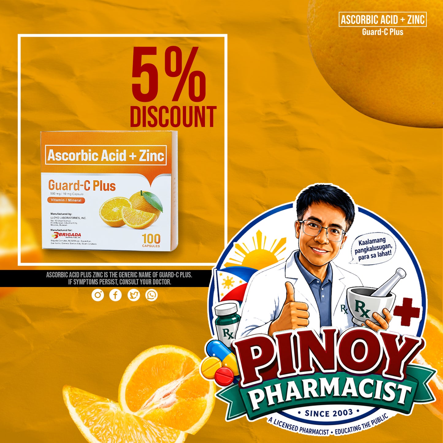 Guard-C Plus Ascorbic Acid + Zinc (Pinoy Pharmacist 5% Discount)
